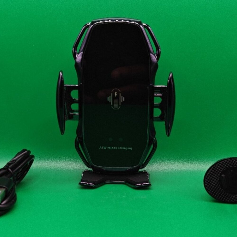 Smart Sensor Car Wireless Charger, 15W Dual Coils Fast Charging A5 - Black-Sold